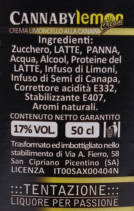 CANNABY LEMON - CREMA LIMONCELLO ALLA CANAPA - TENTAZIONE